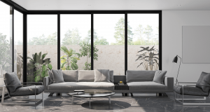 Modern aluminum windows in a contemporary home with large glazing